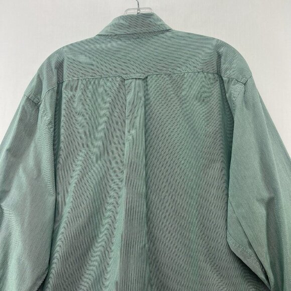 IZOD Shirt Mens Size L Striped Button Down Long Sleeve Woven Cotton Green - Picture 4 of 9